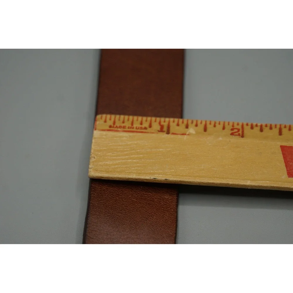 Vintage‎ Brown Leather Belt with Whipstitch Detail Silver Buckle Distressed